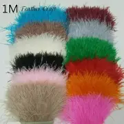 1M Dyed Ostrich Feather Tassel Fringe Trims Crafts Sewing DIY Apparel Decor