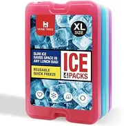 4 Pack XL Slim Ice Packs for Lunch Bags, Long-Lasting Reusable Freezer Packs for Coolers,Quick Freeze Space Saving(Empty Box without Water)