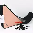 Prada Pouch To Crossbody Purse Cosmetic Bag Pink Clutch Black Tassel Stadium NEW