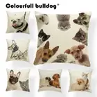 Lovely French Bulldog Tongue Out Labrador Pillow Covers Geometric Cushion Covers