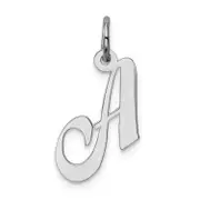 Sterling Silver Rhodium-Plated Fancy Script Letter A Initial Charm