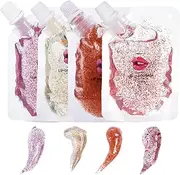 Sumeitang 4 Color Glitter Lip Gloss Base Kit, Moisturize Lip Gloss Base Oil Material Lip Makeup Primers for DIY Handmade Making Lip Balms and Lipgloss Set(4 Pack x 20ML)