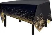 4 Pack Premium Black Disposable Plastic Table Cover 54 x 108 Inch Waterproof Disposable Tablecloths for Rectangle Tables up to 8 ft in Length Indoor or Outdoor Use Party Table Cloths