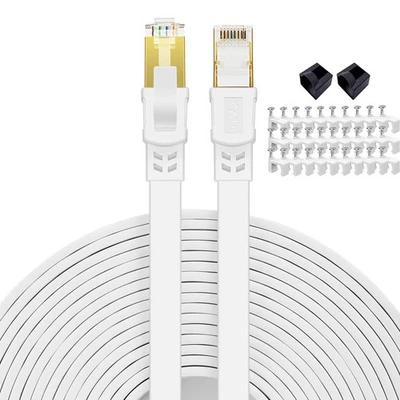 Cat 8 Ethernet Cable 3 ft Flat Internet Network RJ45 Cable Shielded High Spee...