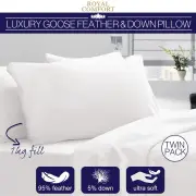 Royal Comfort - Goose Pillow Twin Pack - 1000GSM