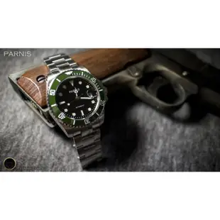 原裝進口正品 PARNIS柏尼時 綠水鬼 SUBMARINER 機械錶潛水錶 手錶腕錶