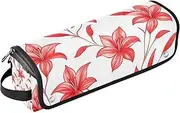 [miaozhen] Hot Hair Tools Travel Bag with Removable Heat Resistant Mat Curling Iron Travel Holder Storage Bag for Flat Irons, Straighteners, Curling Irons,Chinese Lily Pattern Red Travel Essentials