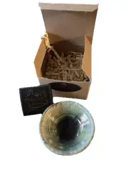 Jeremy Diller Blessing Bowl Raku Pottery Green Blue Trinket New With Box