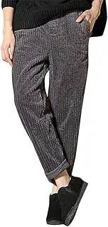 [Generic] Women Yoga Pants Fashion Women Plus Size Elastic Waist Corduroy Pocket Harem Pants Long Pants Medium