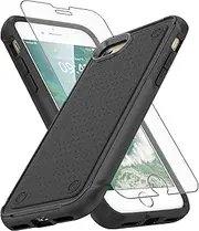 Asuwish Phone Case for iPhone 7/8/SE 2020/2022 with Tempered Glass Screen Protector Cover and Slim Rugged Cell Accessories iPhone7 iPhone8 7s 8s i SE2020 SE2022 2/2nd/3/3rd SE2 SE3 Women Men Black