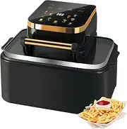 Air Fryer, 12L Rapid Digital Air Fry, Smart Oven with Touch Screen Oil-free Fryer, 270°Viewing Window, 6 Cooking Functions Timing and Temperature Adjustable Power outage design black