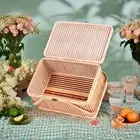 Vintage Bamboo Basket Natural Bread Storage Basket Moon Cake Box Home Decor