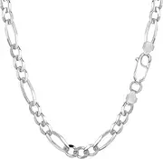 [Jewelry Affairs] Sterling Silver Rhodium Plated Figaro Chain Necklace, 5.7mm, 18"