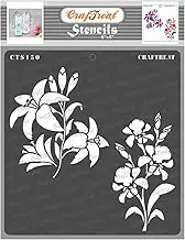 CrafTreat Mini Flowers Stencils for Painting on Canvas, Wallart, Bullet Journal Notebook, Home Decor and Scrapbooking - LILY & IRIS - 6"X6" Room Decor Stencil - Reusable Stencil Arts & Crafts Supplies