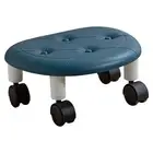 Imitation Leather Pulley Low Stool Home Living Room Children With Wheels Blue