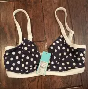 SEAFOLLY Womens' Navy Blue White Polka Dot DD Underwire Bralette Top Swim Sz 6