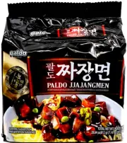 Paldo Jja JangMen Instant Noodle with Black Bean Sauce 7.16oz x 4Packs(Pack of 2