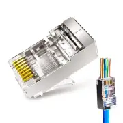 100pcs CAT6 / CAT6E Shielded RJ45 Pass Through Modular Plug Cable Connector 8P8C