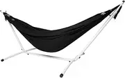 PACIFIC HAMMOCKS 10ft White Universal Steel Hammock Stand & Authentic Double Clasico Hammock - Matte White Stand Alone Hammock Stand Combo - Steel Hammock Frame and Hammock with Carry Bags (Midnight)