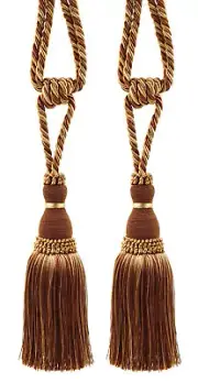 DÉCOPRO Tassel Tieback, Style# TBH8, Color# 08 - Toffee Brown [Set of 2]
