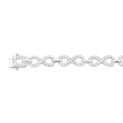 Silver Cubic Zirconia Infinity Link Bracelet in Clear
