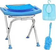Medhelp Upgraded Folding Shower Chair, Stainless Steel Foldable Shower Seat for Inside Bathtub, Lightweight & Portable Travel Shower Stool, Anti-Slip Feet Bath Chairfor Elderly, Disabled, Injured
