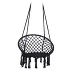 Unbranded Hammock Chairs 3.93' Outdoor Indoor Hanging Cotton Rope Swing Black