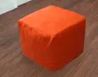 22" Square Large Indian Orange Plain Cotton Ottoman Pouf Cover Footstool Covers