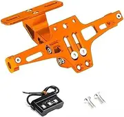Motorcycle Rear License Plate Mount Holder Turn Signal Lights Compatible with Kawasaki Z750 Z800 Compatible with Yamaha MT07 MT09 MT10 R1 Accessores(Orange)