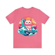 Cat Surf Shirt Summer Vibes Surfing Retro Tee