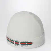 [GUCCI] White cap with logo print M White