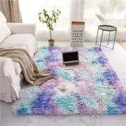 Fluffy Modern Area Rugs for Living Room Bedroom, 4x6 4 ft x 6 ft Blue Purple