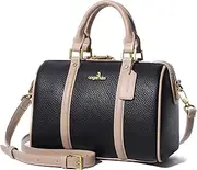 [angel kiss] Women Satchel Purses and Handbags Vegan Leather Boston Barrel Bag Top Handle Shoulder Purse with Crossbody Strap