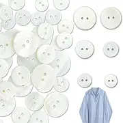 60 PACK Pearl Natural Shell Buttons,6 Sizes 2 Holes Mother of Pearl Sewing Buttons, 10mm/11.5mm/12.5mm/15mm/18mm/20mm Buttons for Sewing DIY Crafts, Handmade Repair Suits Shirts Jeans Cloth