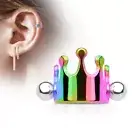 Crown Gold IP Surgical Steel Ear Helix Cuff Tragus Cartilage Piercing Barbell