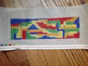 New Hand Painted Needlepoint canvas- Geometry Puzzle + yarn