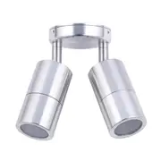 Pillar Light Double Adjustable 12V MR16 Shiny Silver IP65 Round Back Plate