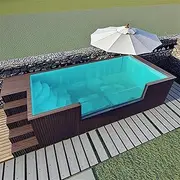 Customizable Family Container Pool – Steel Frame Prefabricated Fiberglass Swimming Pool, Large Modular Pool for Outdoor Backyard