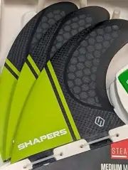 SHAPERS Fits FCS 3 fin medium tri thruster surfboard fins carbon stealth series