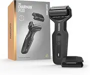 MANSCAPED® The Chairman™ Plus Men’s Electric Foil Face Shaver - Two Interchangeable Blade Heads, SkinSafe® Three-Blade Foil & Precision Sideburn & Jawline Trimmer, USB-C Charging, Gentle on Neck Area