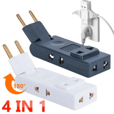 4 in 1 EU Electrical Socket 180 Degree Plug Adapter Power Converter Wall Outlet