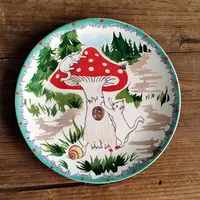 在飛比找樂天市場購物網優惠-8寸圓盤喵鼠可愛陶盤子瓷創意家用菜盤系列碟子平盤釉下彩