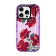 iPhone 16 Pro Impact Ring Stand Case MagSafe Compatible Red Roses (Transparent)