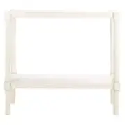 SAFAVIEH Console Table 11.75" x 29.5" Rectangle Wood Distressed White w/ Shelf