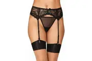 Dreamgirl Stretch Lace Garter Belt With Scalloped Hem And Hook & Eye Back Closure Black Os