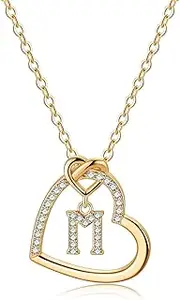 [M MOOHAM] Heart Initial Necklaces for Girls Women Girls, Dainty Letter Necklace for Teen Girls Heart Necklace Gold Necklaces for Women Trendy Gifts for Women Girls Jewelry for Teen Girls Gifts