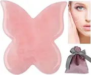 Gua Sha Massage Tool for Scraping Facial and Body Skin Massage made of Rose Quartz Stone for Acupressure Scrapper Gua Sha Facial Tools (Butterfly)