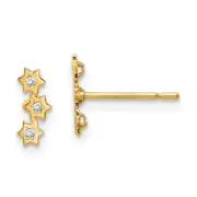 Madi K Kid's Earrings 14k Yellow Gold Stars with White Cubic Zirconia