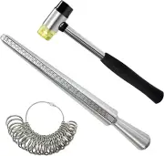 Ring Sizer Measuring Tool - Ring Mandrel Gauge Jewelry Rubber Hammer Mallet Fing