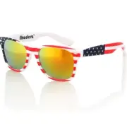 USA Eyewear Retro 80s American USA Flag Blue Frame Sunglasses White/Red/Gold, 52